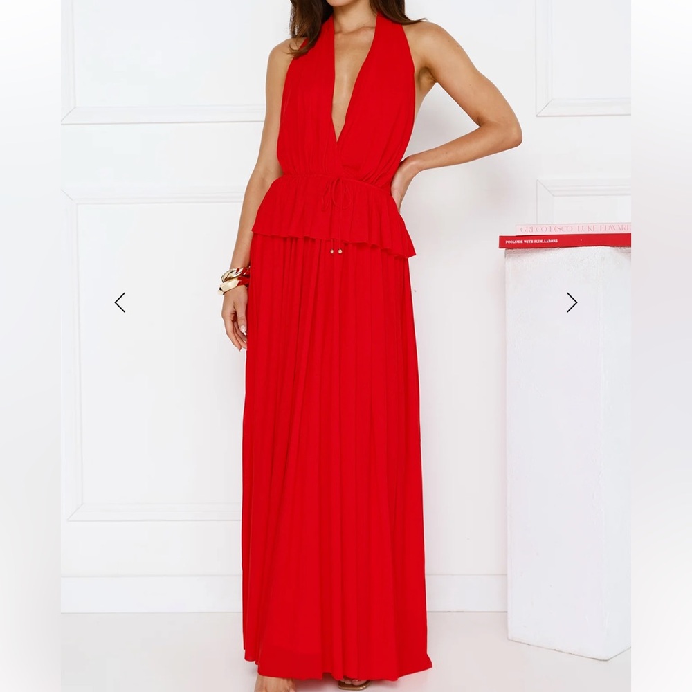 Love From Rosalie Halter Maxi Dress Red